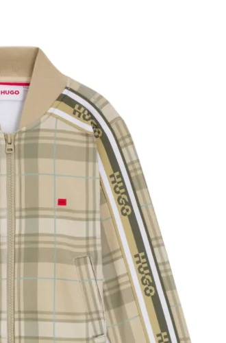 Kinderjacke mit Logo-Label und Karomuster