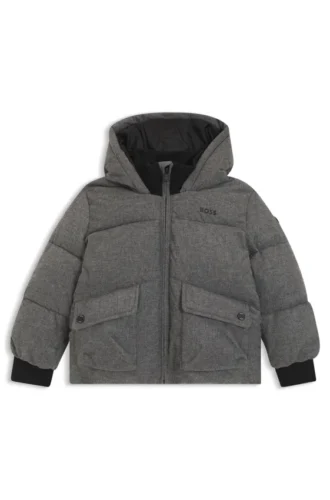 Kinderjacke mit Logo-Print und Flanell-Optik