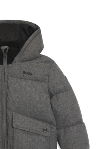 Kinderjacke mit Logo-Print und Flanell-Optik
