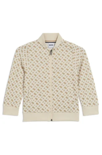 Kinderjacke mit Monogramm-Print und Reißverschluss vorne