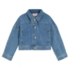 Kinderjacke mit Nietenstreifen aus blauem Denim