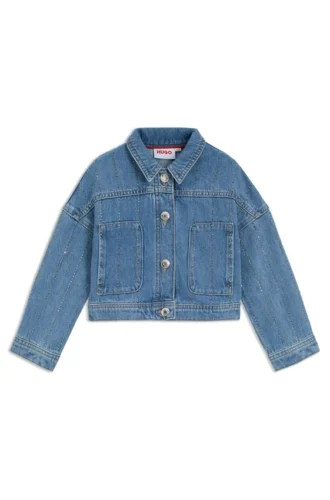Kinderjacke mit Nietenstreifen aus blauem Denim