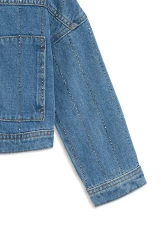 Kinderjacke mit Nietenstreifen aus blauem Denim