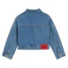 Kinderjacke mit Nietenstreifen aus blauem Denim