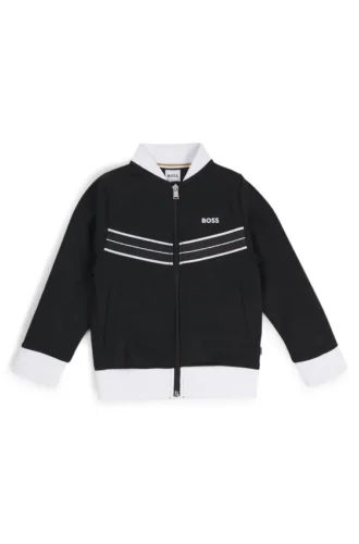 Kinderjacke mit Reißverschluss und Fischgrätenmuster-Besatz
