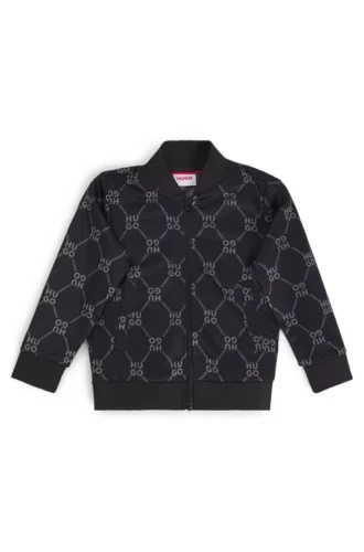 Kinderjacke mit Reißverschluss und gestapeltem Logo-Print