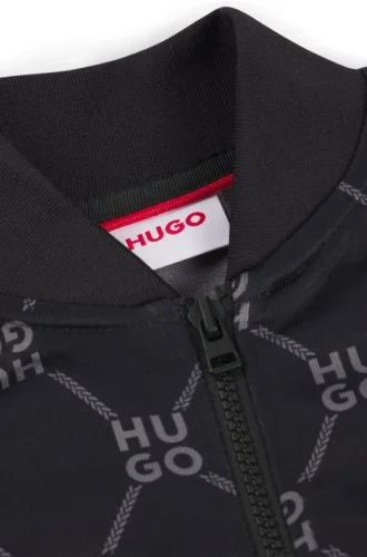 Kinderjacke mit Reißverschluss und gestapeltem Logo-Print