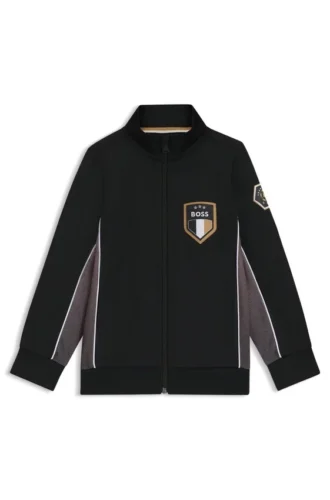 Kinderjacke mit Reißverschluss und Markenemblem aus Baumwollmischung