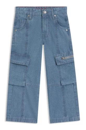 Kinderjeans aus blauem Baumwoll-Ripstop