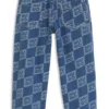 Kinderjeans in Blau mit Jacquard-Muster aus übereinanderliegenden Logos