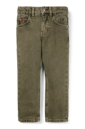 Kinderjeans in Regular-Fit aus grün getöntem Denim