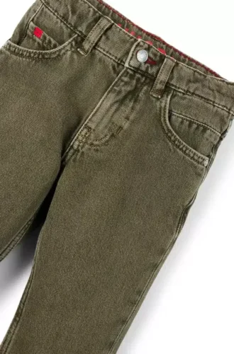 Kinderjeans in Regular-Fit aus grün getöntem Denim