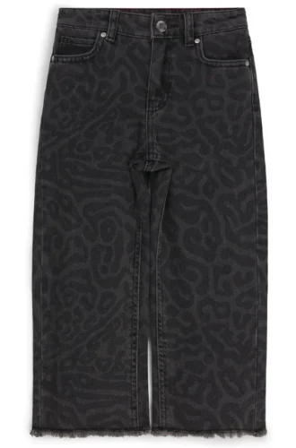 Kinderjeans in Relaxed-Fit aus Denim mit Leopardenmuster