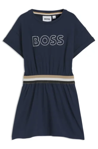 Kinderkleid aus Stretch-Baumwolle mit gesticktem Logo