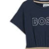 Kinderkleid aus Stretch-Baumwolle mit gesticktem Logo