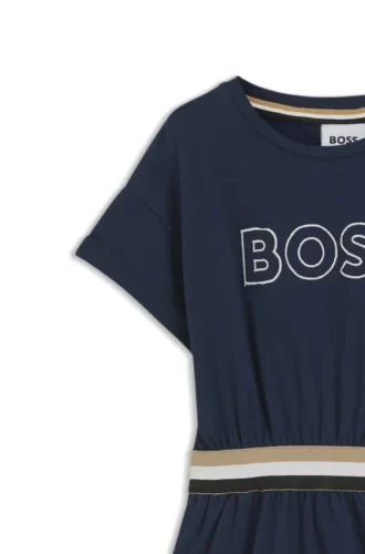Kinderkleid aus Stretch-Baumwolle mit gesticktem Logo