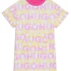 Kinderkleid mit Logo-Print aus Baumwollmischung Kinderkleid mit Logo-Print aus Baumwollmischung