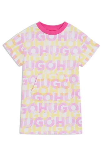 Kinderkleid mit Logo-Print aus Baumwollmischung
