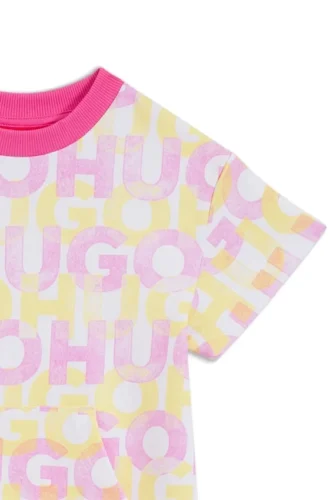 Kinderkleid mit Logo-Print aus Baumwollmischung