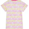 Kinderkleid mit Logo-Print aus Baumwollmischung Kinderkleid mit Logo-Print aus Baumwollmischung