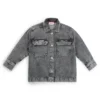 Kinderoverhemd aus gewaschenem schwarzem Baumwoll-Denim
