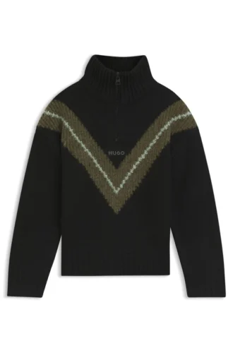 Kinderpullover mit Chevron-Muster und Reißverschlussleiste