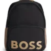 Kinderrucksack aus Canvas mit Logo-Print in Gummioptik
