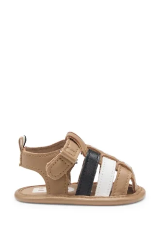 Kindersandalen aus Leder mit Kontrastlogo