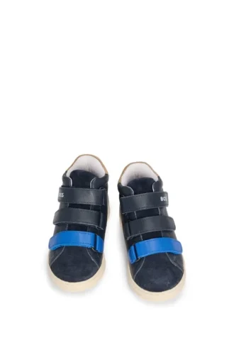 Kindersneaker aus Leder mit Klettverschlussriemen mit Markenlogo
