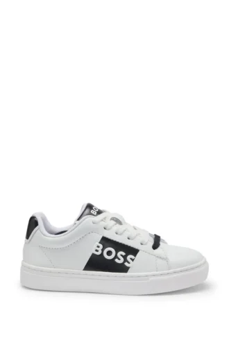 Kindersneaker aus Leder mit Logo-Print