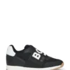 Kindersneaker aus Leder und Mesh mit elastischem Logo-Band