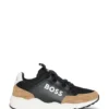 Kindersneaker aus Leder und Mesh mit Logo-Print