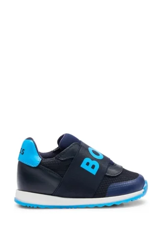 Kindersneaker aus Leder und Mesh mit Markenriemen