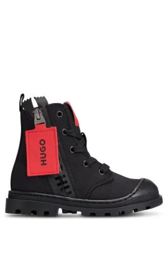 Kinderstiefel mit Leder-Reißverschlusszug mit Markenlogo