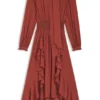 Kleid aus Crêpe-Georgette mit abnehmbarem Schal