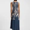 Kleid mit asymmetrischem Saum aus bedrucktem Twill