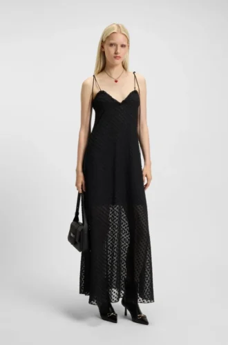 Kleid mit Burnout-Punkten und Spaghettiträgern