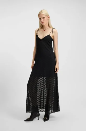 Kleid mit Burnout-Punkten und Spaghettiträgern