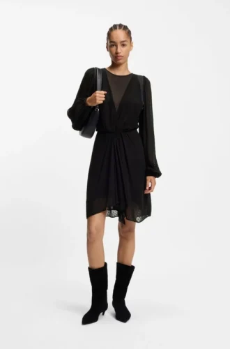 Kleid mit Drapierungsdetails und Polka-Dots