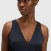Kleid mit geraffter Vorderseite aus Crinkle-Satin