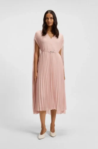 Kleid mit Gürtel aus Crinkle-Chiffon