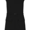 Kleid mit Gürtel und dezenter Schulterpolsterung