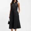 Kleid mit Kordelzug in der Taille aus Baumwollpopeline