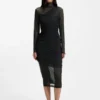 Kleid mit Mesh-Einsätzen in schmaler Passform