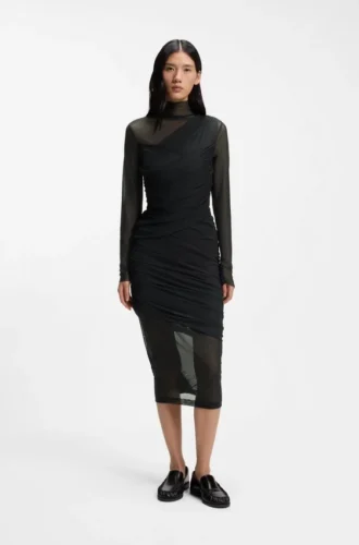 Kleid mit Mesh-Einsätzen in schmaler Passform