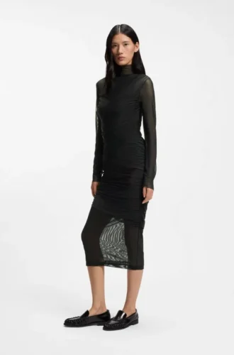 Kleid mit Mesh-Einsätzen in schmaler Passform