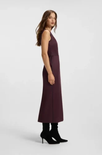 Kleid mit Paspelierung am Bund aus Schurwolle