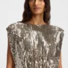 Kleid mit Schulterpolstern und Pailletten