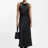 Kleid mit Spitzenbesatz aus Seersucker-Satin