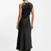 Kleid mit Spitzenbesatz aus Seersucker-Satin